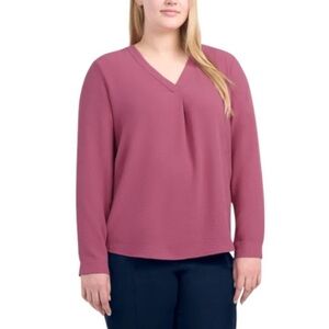 NEW Dalia Long Sleeve Crepe Blouse in Red Violet (Pink)